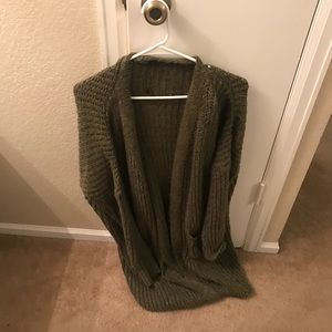 Chunky olive green knit cardigan